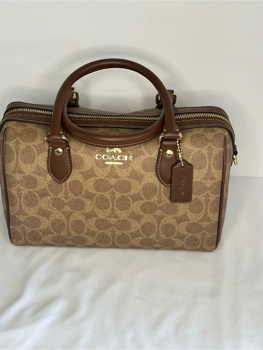 Coach Rowan Satchel In Signature Canvas Brown & Tan CV961